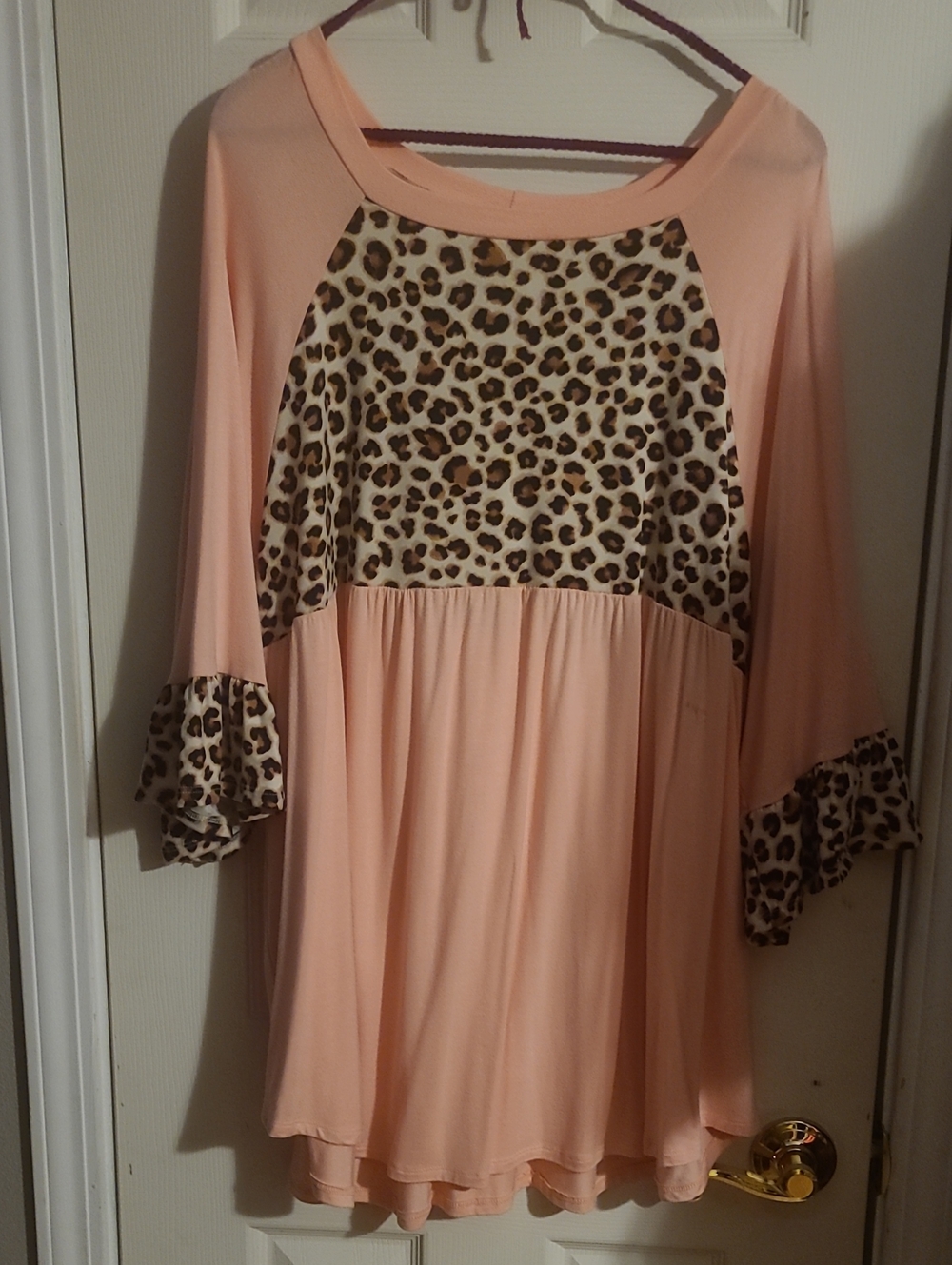 Peach Leopard-Accent Top.